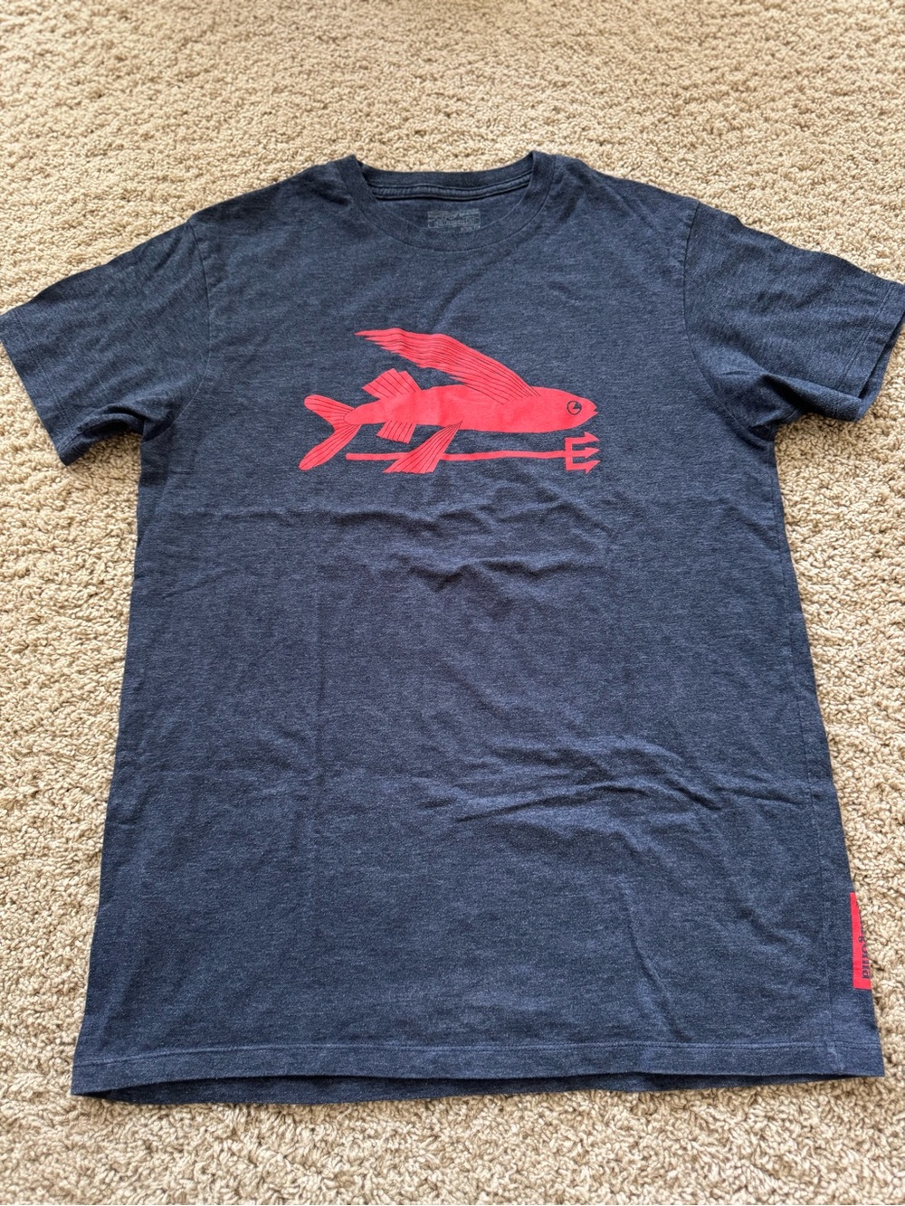 Patagonia Navy T-Shirt with Red Flying Fish Logo